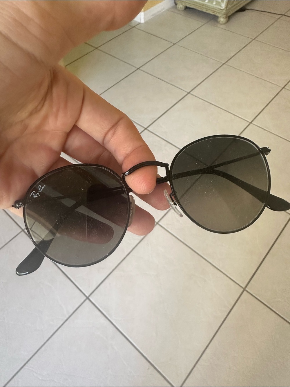 Ray-Ban Women’s Black Round Metal Sunglasses with Dark Gray Lenses
